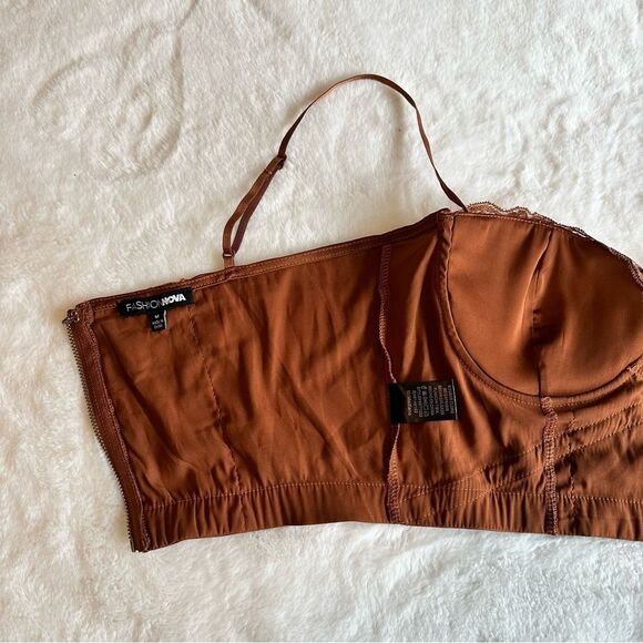 Fashion Nova Copper Corset Top Women’s Size Medium - Picture 6 of 13